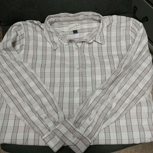 Universal Thread Women's XL White Plaid Collared Button Down Long Sleeve Shirt